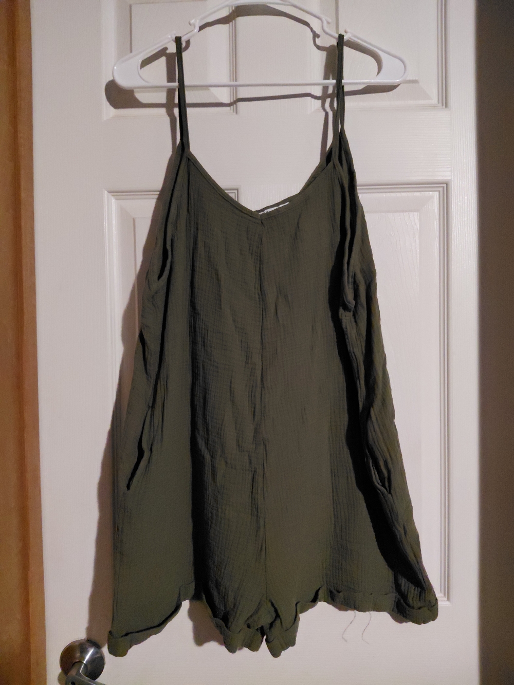 Olive Green Spaghetti-Strap Romper